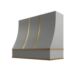 Brooklyn Gray Sloped Hood with Brass Strapping - 42" W x 48" H