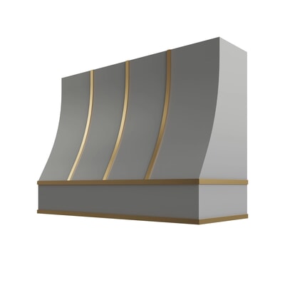Brooklyn Gray Sloped Hood with Brass Strapping - 48" W x 30" H