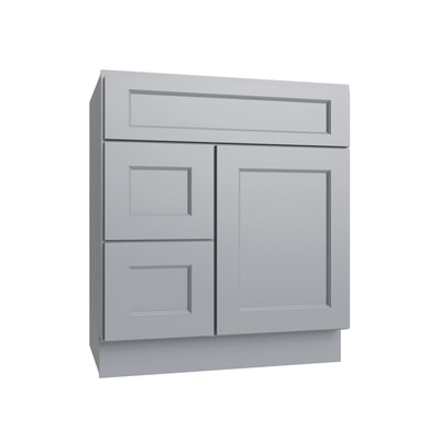 Brooklyn Gray Vanity Sink Base Left Drawer Stacking Cabinet - 30" W