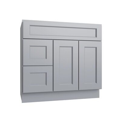 Brooklyn Gray Vanity Sink Base Left Drawer Stacking Cabinet - 36" W