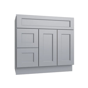 Brooklyn Gray Vanity Sink Base Left Drawer Stacking Cabinet - 36" W