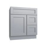 Brooklyn Gray Vanity Sink Base Right Drawer Stacking Cabinet - 30" W