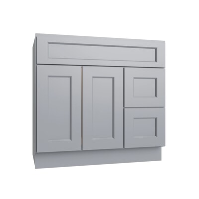 Brooklyn Gray Vanity Sink Base Right Drawer Stacking Cabinet - 36" W