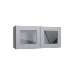 Brooklyn Gray 15" Wall Stacking Cabinets with Glass