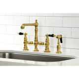 Kingston Brass KS7277PKLBS Duchess Bridge Kitchen Faucet with Brass Sprayer, Brushed Brass