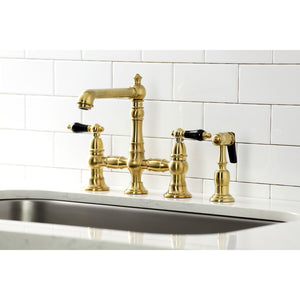 Kingston Brass KS7277PKLBS Duchess Bridge Kitchen Faucet with Brass Sprayer, Brushed Brass