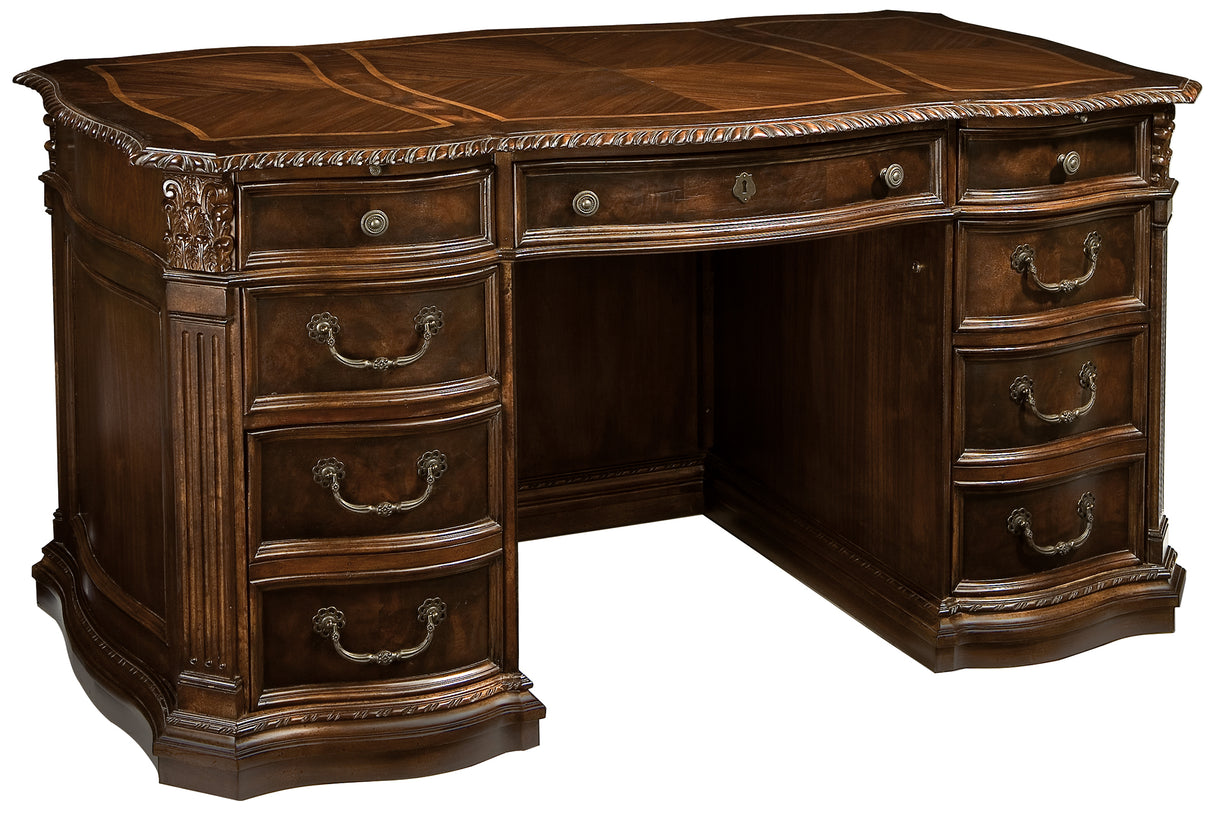 Hekman 79170 Old World Walnut Burl 60.25in. x 32in. x 30in. Junior Executive Desk