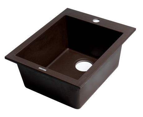 ALFI brand AB1720DI-C Chocolate 17" Drop-In Rectangular Granite Composite Kitchen Prep Sink