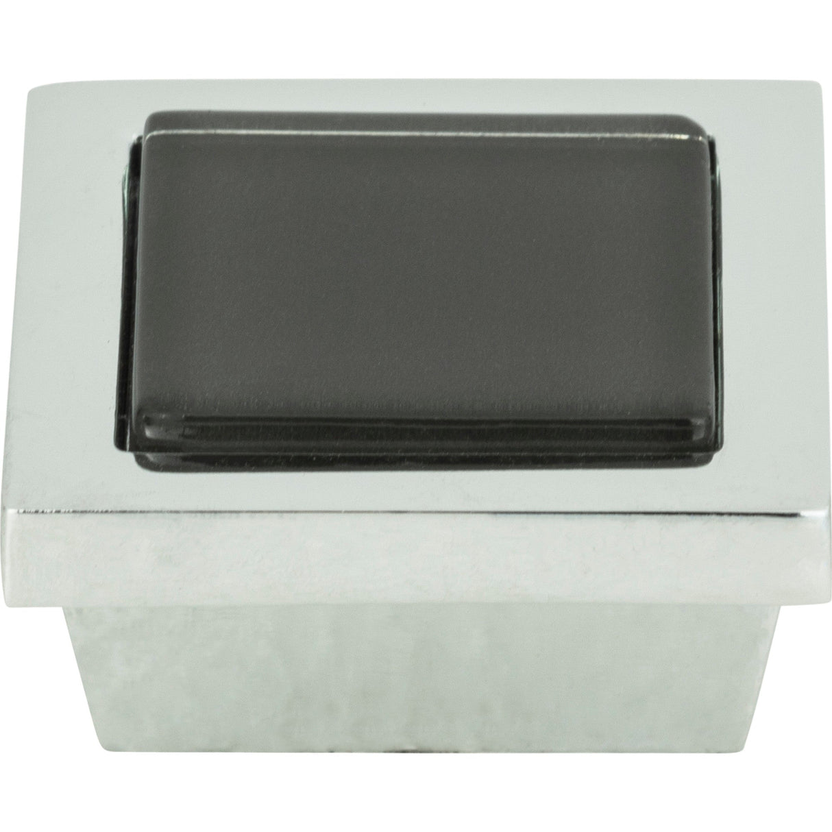 Atlas Homewares Spa Black Square Knob 1 3/8 Inch Polished Chrome