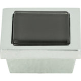 Atlas Homewares Spa Black Square Knob 1 3/8 Inch Polished Chrome