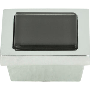 Atlas Homewares Spa Black Square Knob 1 3/8 Inch Polished Chrome