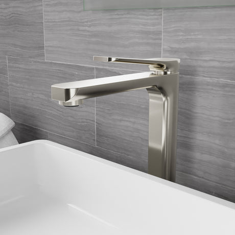 ANZZI L-AZ901BN Single Handle Single Hole Bathroom Vessel Sink Faucet With Pop-up Drain in Brushed Nickel