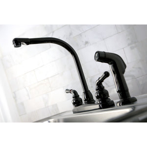 Kingston Brass NB750SP Water Onyx Centerset Kitchen Faucet, Black Stainless Steel