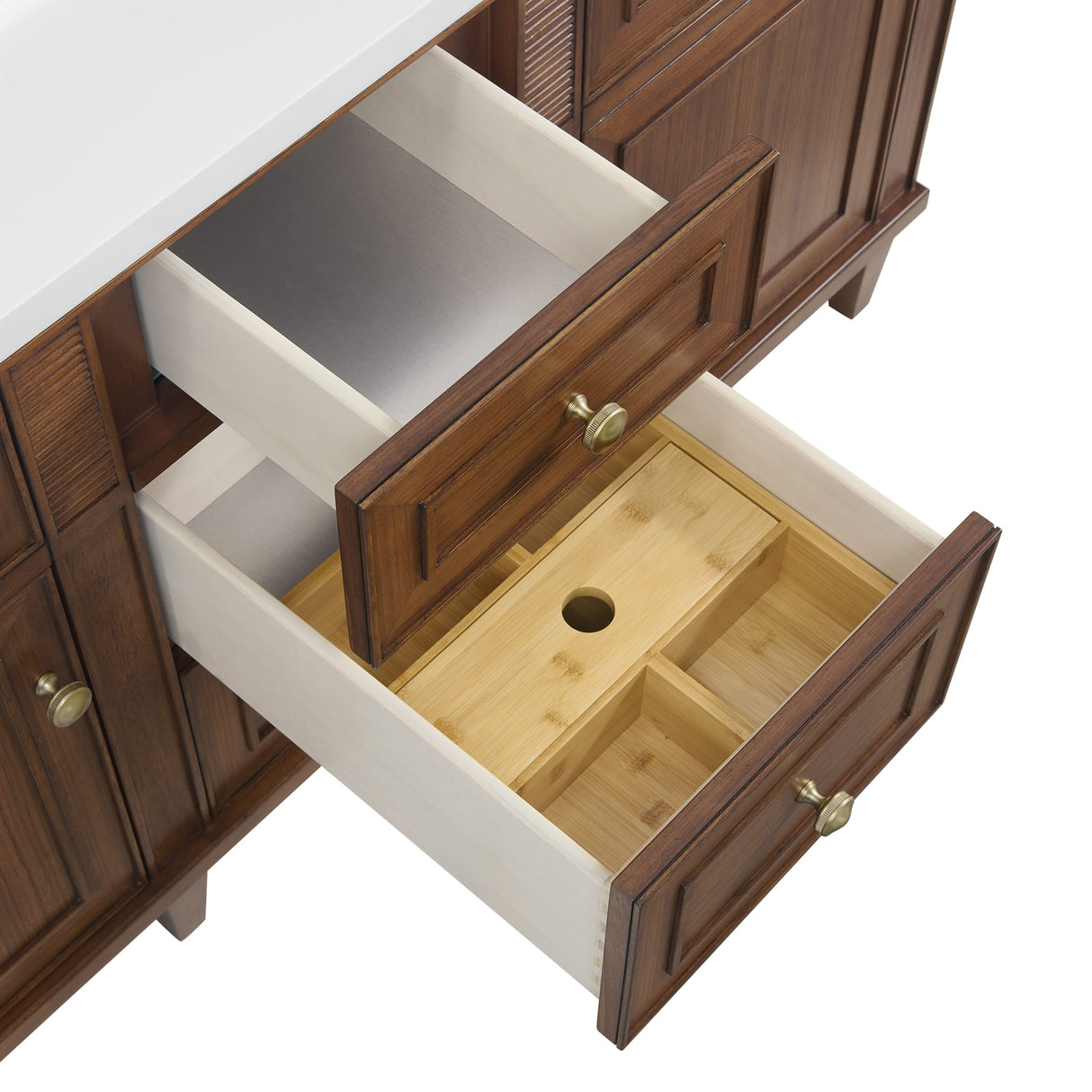 Lorelai 60" Double Vanity, Mid-Century Walnut w/ 3 CM Ethereal Noctis Silestone Top
