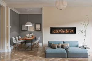 Amantii BI-60-DEEP-OD Panorama Deep Full View Smart Electric  - 60" Indoor /Outdoor WiFi Enabled Fireplace, featuring a MultiFunction Remote, Multi Speed Flame Motor, Glass Media & a Black Trim