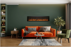 Amantii BI-60-XTRASLIM Panorama Xtraslim Full View Smart Electric  - 60" Indoor /Outdoor WiFi Enabled  Fireplace, featuring a MultiFunction Remote, Multi Speed Flame Motor, Glass Media & a Black Trim