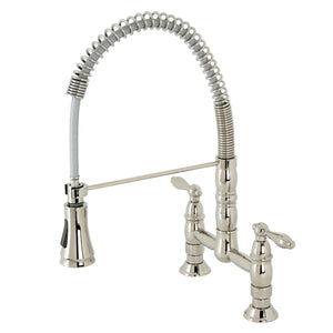 Gourmetier GS1276AL Heritage Two-Handle Deck-Mount Pull-Down Sprayer Kitchen Faucet, Polished Nickel
