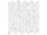 Anatolia Tile 1.25 Inch Bianco Venatino Honed Marble Stone Hexagon Mosaics. 1 Sheet = .95 Sq.Ft. 5001-0022-0 (76-371) Bianco Venatino Hexagon 1.25" Honed - premium natural stone mosaic tile from Anatolia Tile, available at PoshHaus showroom in Keene, NH