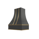 Black Curved Hood with Brass Strapping - 30" W x 30" H