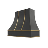 Black Curved Hood with Brass Strapping - 42" W x 36" H
