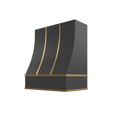 Black Sloped Hood with Brass Strapping - 30" W x 48" H