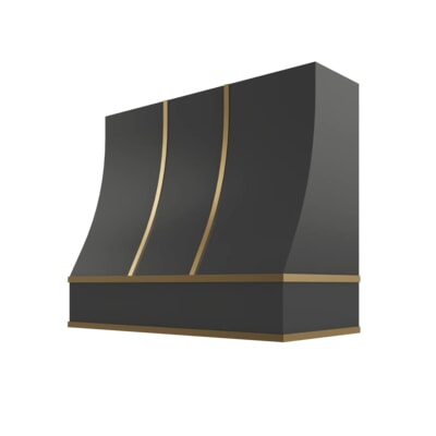 Black Sloped Hood with Brass Strapping - 36" W x 30" H