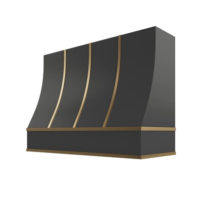 Black Sloped Hood with Brass Strapping - 48" W x 30" H