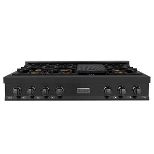 ZLINE 48 in. Legacy Gas Rangetop with 7 Burners and Porcelain Cooktop in Black Stainless Steel (RTB-48)