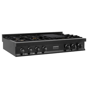 ZLINE 48 in. Legacy Gas Rangetop with 7 Burners and Porcelain Cooktop in Black Stainless Steel (RTB-48)