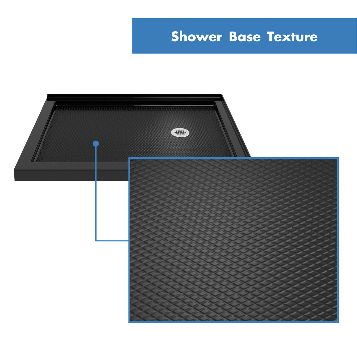 DreamLine SlimLine 34 in. D x 48 in. W x 2 3/4 in. H Right Drain Double Threshold Shower Base in Black