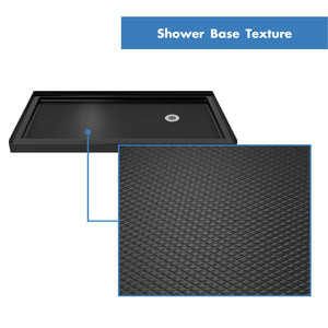 DreamLine Flex 32 in. D x 60 in. W x 74 3/4 in. H Semi-Frameless Pivot Shower Door in Chrome with Right Drain Black Base Kit