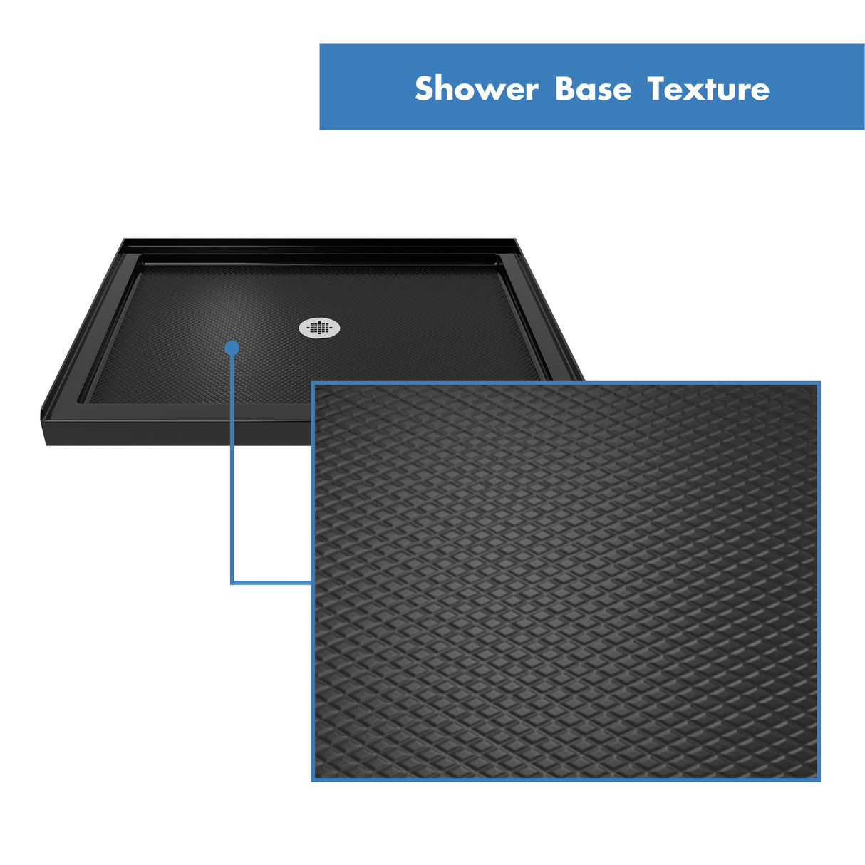 DreamLine Aqua Ultra 36 in. D x 48 in. W x 74 3/4 in. H Frameless Shower Door in Chrome and Center Drain Black Base Kit
