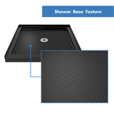 DreamLine Flex 36 in. D x 36 in. W x 74 3/4 in. H Semi-Frameless Pivot Shower Door in Chrome with Center Drain Black Base