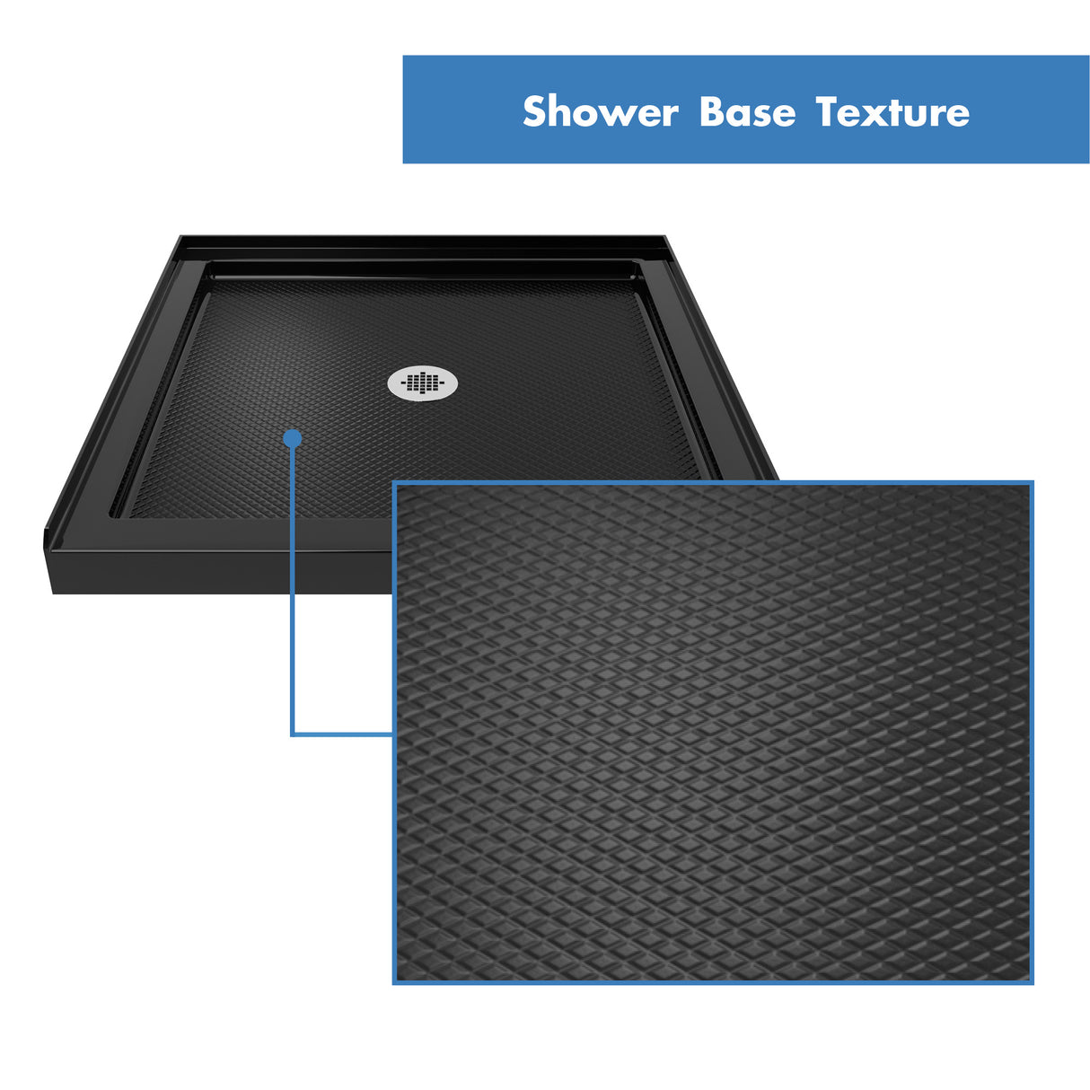 DreamLine Flex 32 in. D x 32 in. W x 74 3/4 in. H Semi-Frameless Pivot Shower Door in Chrome with Center Drain Black Base