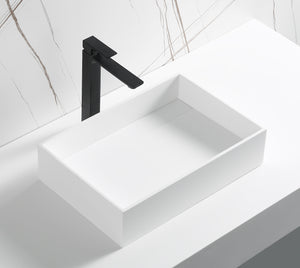 20" x 14" White Matte Solid Surface Resin Sink