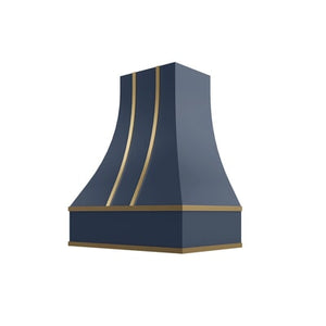 Brooklyn Midnight Curved Hood with Brass Strapping - 30" W x 36" H