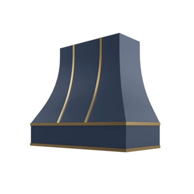 Brooklyn Midnight Curved Hood with Brass Strapping - 42" W x 36" H