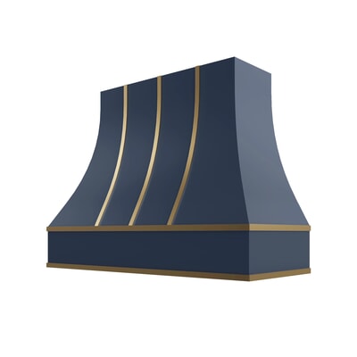 Brooklyn Midnight Curved Hood with Brass Strapping - 48" W x 36" H