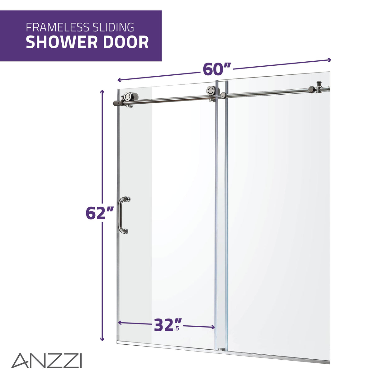 ANZZI SD1701BN-3260L 5 ft. Acrylic Left Drain Rectangle Tub in White With 60 in. x 62 in. Frameless Sliding Tub Door in Brushed Nickel