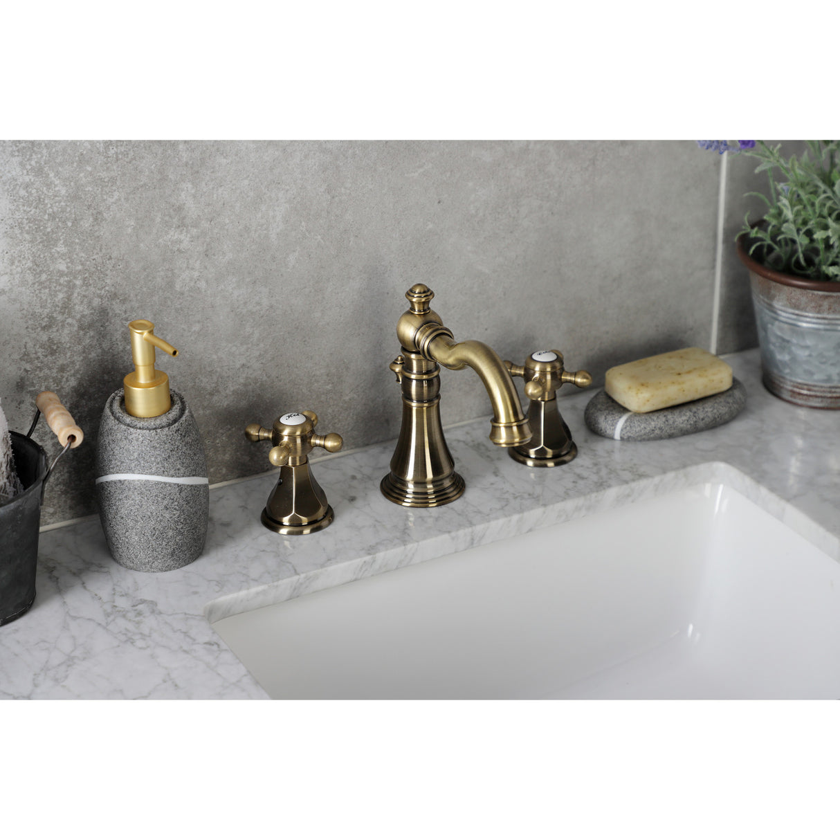 Kingston Brass FSC19733BX Metropolitan Widespread Bathroom Faucet, Antique Brass