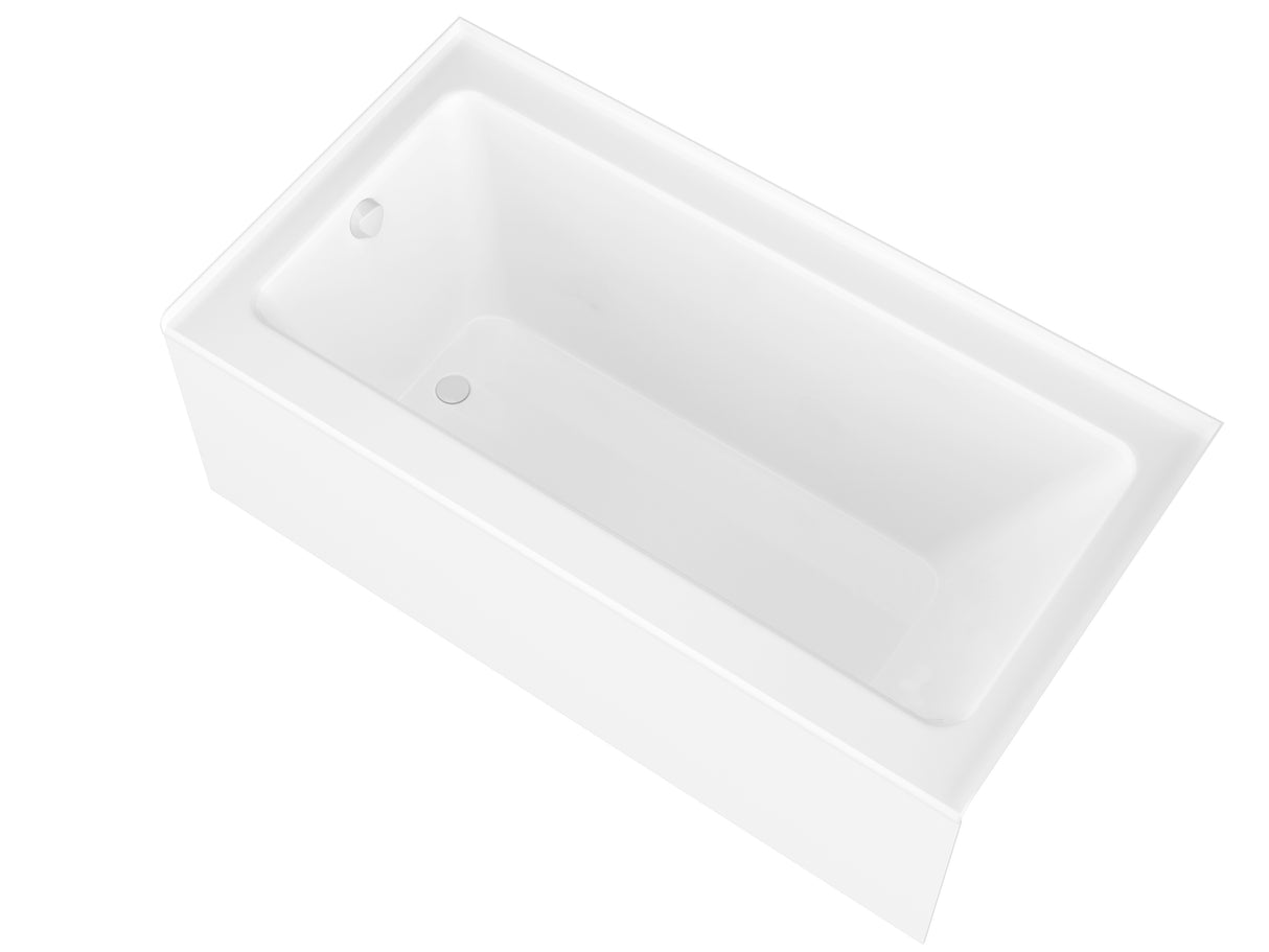 ANZZI SD1701BN-3260L 5 ft. Acrylic Left Drain Rectangle Tub in White With 60 in. x 62 in. Frameless Sliding Tub Door in Brushed Nickel