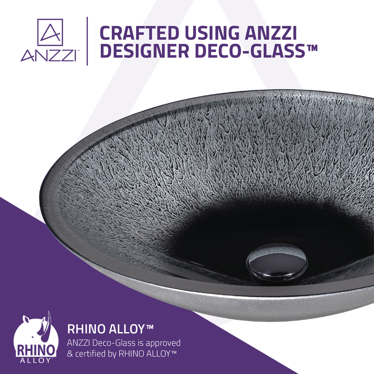 ANZZI Oval 6 Zebedia Series Vessel Sink in Black