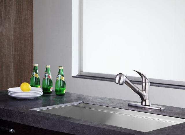 ANZZI KF-AZ204BN Del Acqua Single-Handle Pull-Out Sprayer Kitchen Faucet in Brushed Nickel