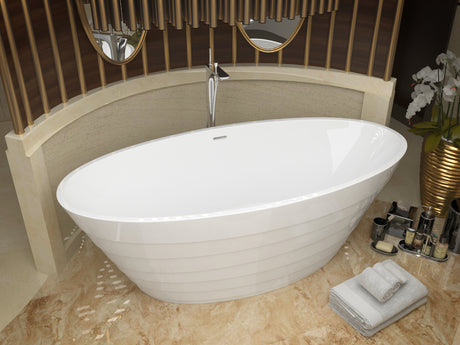ANZZI FT-AZ068-R Nimbus 5.6 ft. Acrylic Center Drain Freestanding Bathtub in Glossy White