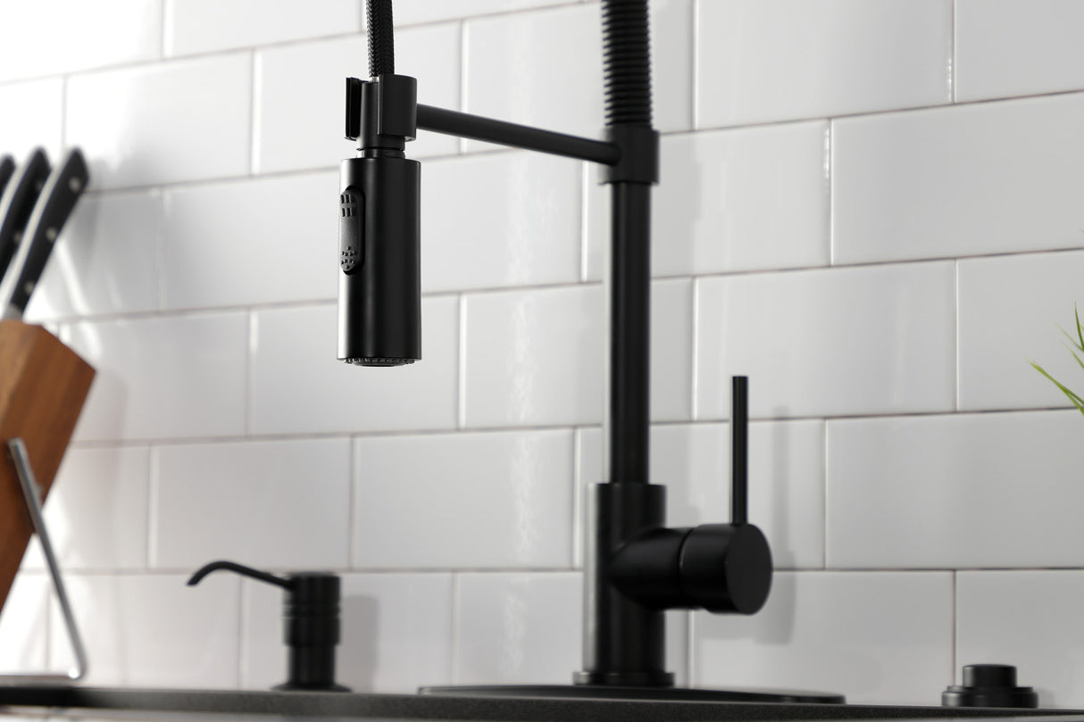 Gourmetier LS8770DL Concord Single-Handle Pre-Rinse Kitchen Faucet, Matte Black