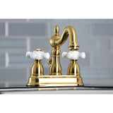 Kingston Brass KB1607PX Heritage 4 in. Centerset Bathroom Faucet, Brushed Brass