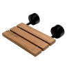 Black Matte 16" Wide Foldable Teak Shower Seat with Round Hardware