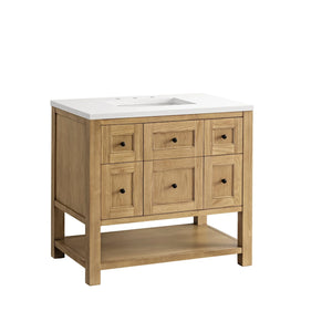 36” Breckenridge Single Vanity – Light Natural Oak w/ 3CM White Zeus Silestone Quartz (Display Model For Sale)