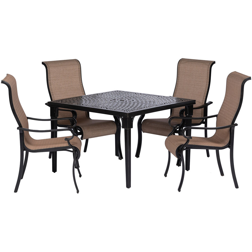 Hanover BRIGDN5PCSQ Brigantine5pc: 4 Sling Dining Chairs and 42" Square Cast Table