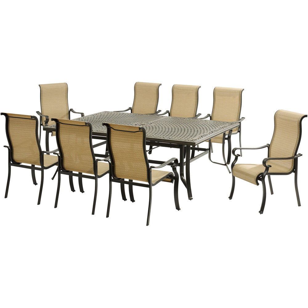 Hanover BRIGDN9PC Brigantine9pc:8 Sling Dining Chairs, 60x84" Cast Dining Table